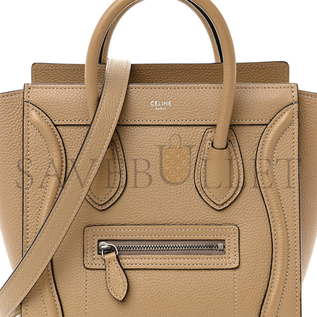 CELINE DRUMMED CALFSKIN NANO LUGGAGE DUNE 1403304 (20*20*10cm)